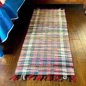 Vintage Woven Rag Rug  28”w x 70”l